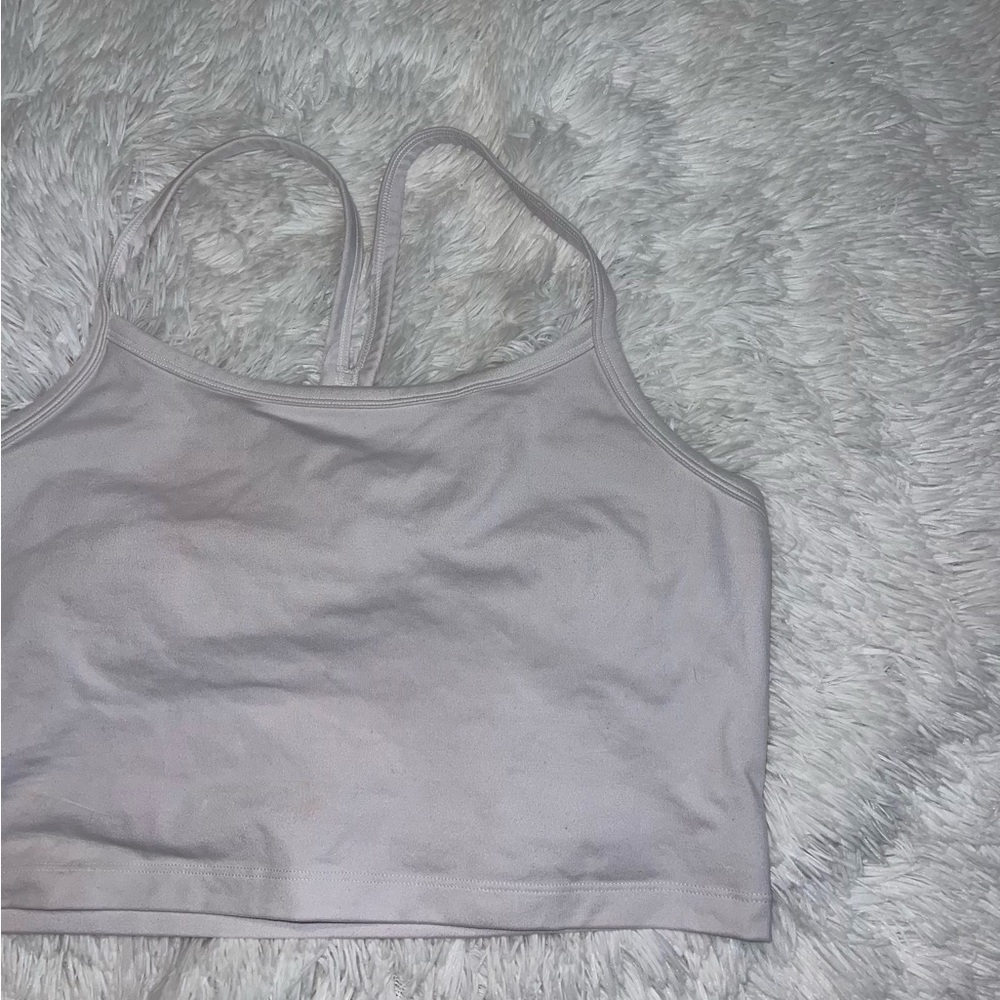 Aerie Offline White Razor Back Cropped Tank Size Large